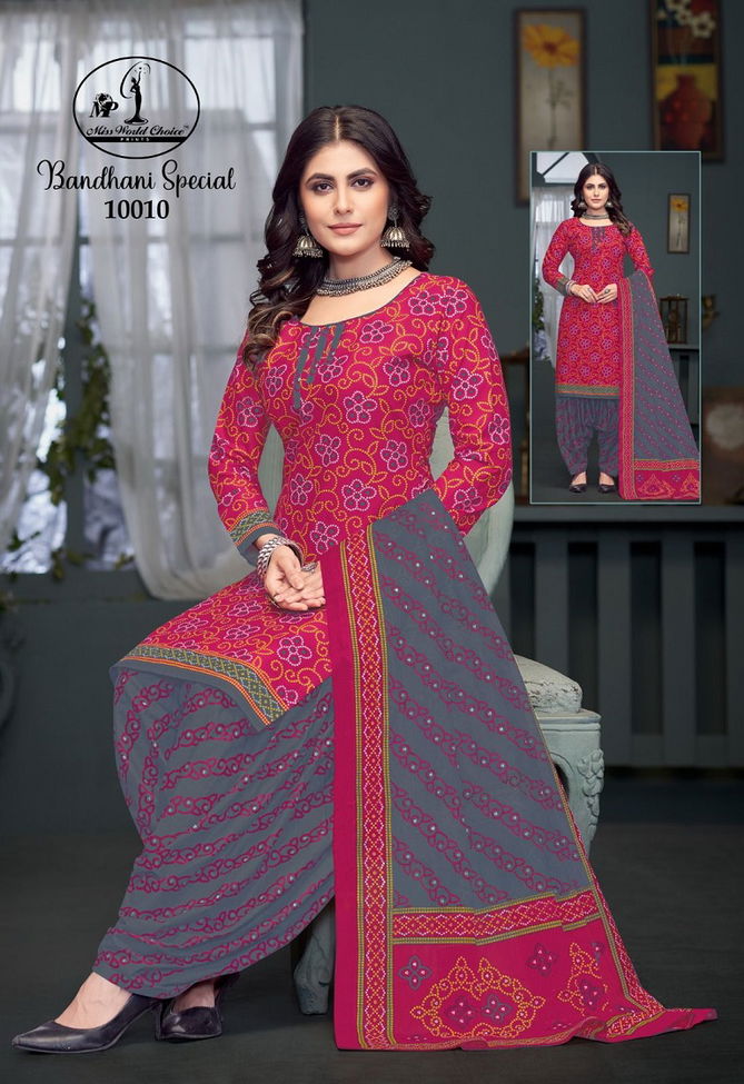 Bandhni Vol 10 By Miss World Printed Cotton Dress Material Suppliers In India
